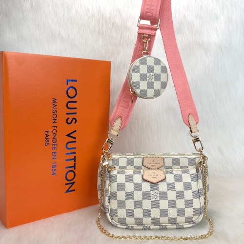 LOUİS VUİTTON MULTİ POCHETTE DAMİER AZUR ACCESSOİRES PUDRA