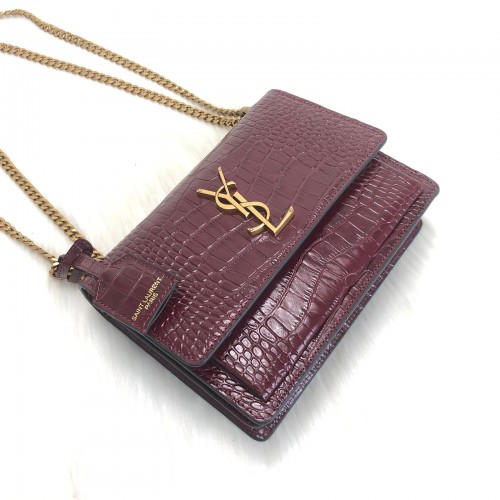YVES SAİNT LAURENT SUNSET MEDİUM BORDO CROCO