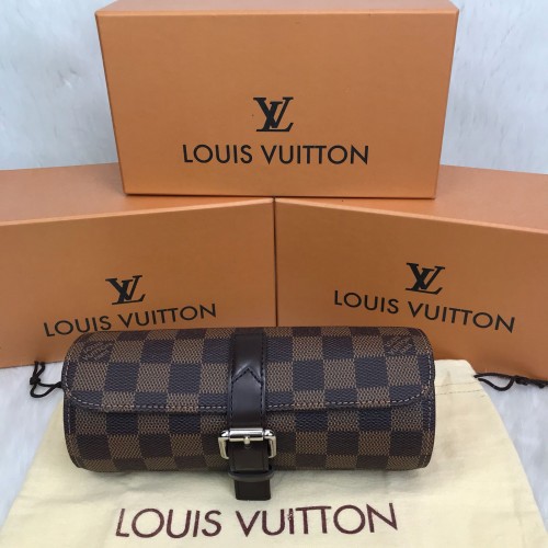 LOUİS VUİTTON 3WATCH CASE SAAT KUTUSU BROWN DAMALİ